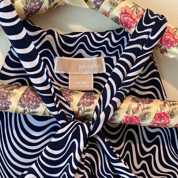 MICHAEL Michael Kors Blue and White Sleeveless Blouse Medium Women's - Picture 2 of 6